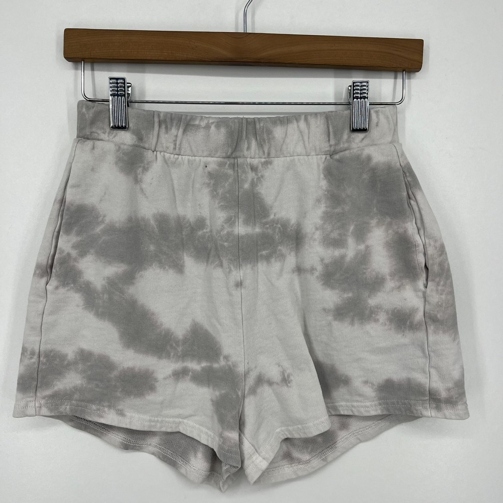 Zara Sweat Shorts Women's S Gray Tie-Dye Lounge Elastic‎ Waistband Pockets